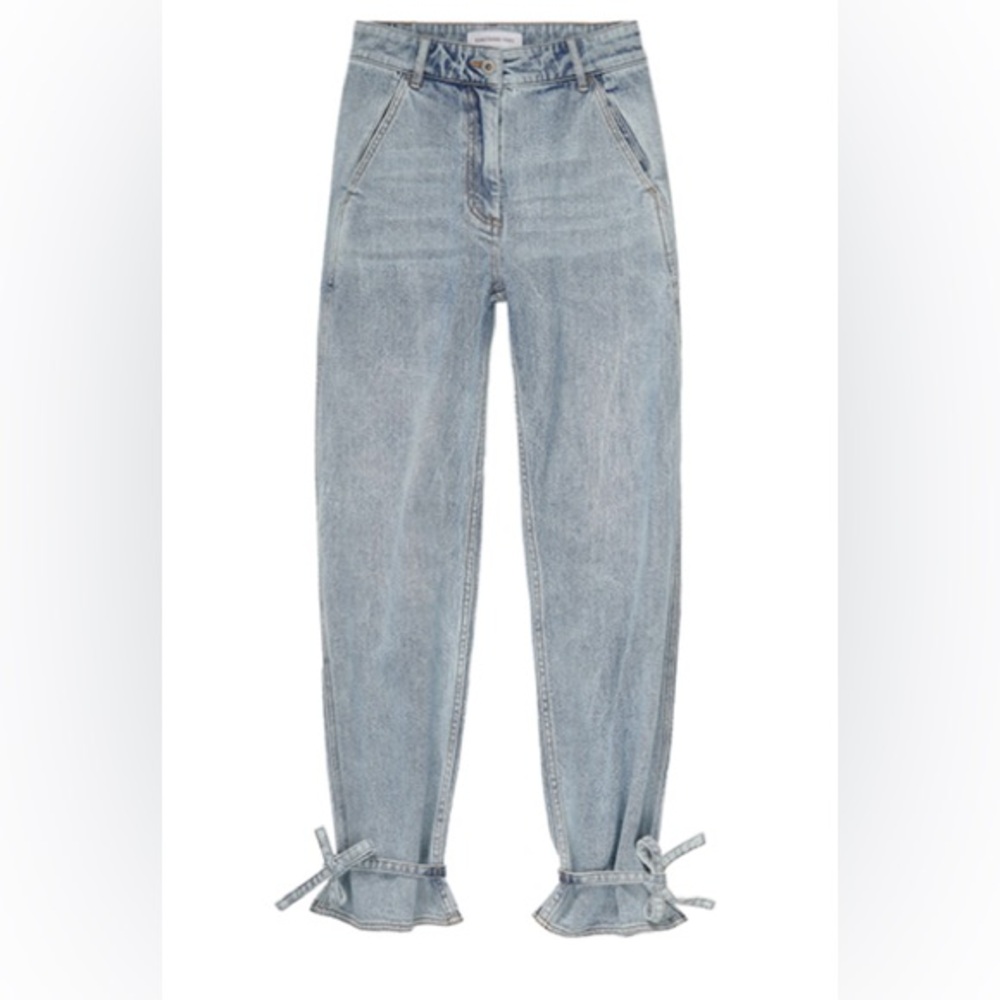 Something Navy tie ankle denim light blue size 4 NWOT